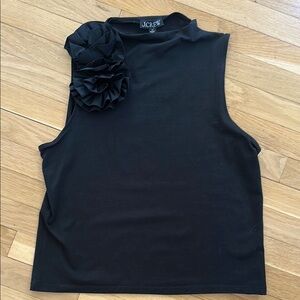 J. Crew Black Sleeveless Top with rosette Detail